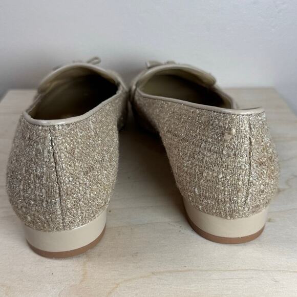 Talbots JANE BOW LOAFERS RIBBON TWEED Cream Preppy Academia Leather 8.5 Leather - Picture 6 of 10